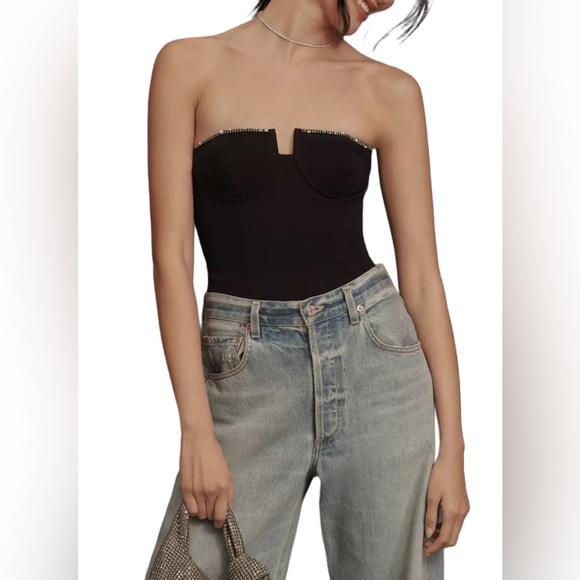 ASTR The Label NWT Black Chastine Studded Bustier Bodysuit - Picture 1 of 11